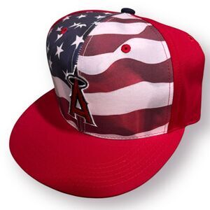 Los Angeles Angels Anaheim USA American Flag Strapback‎ Cap Red Hat